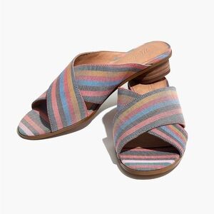 MADEWELL $98 The Ruthie Crisscross Mule in Rainbow Stripe Size 7